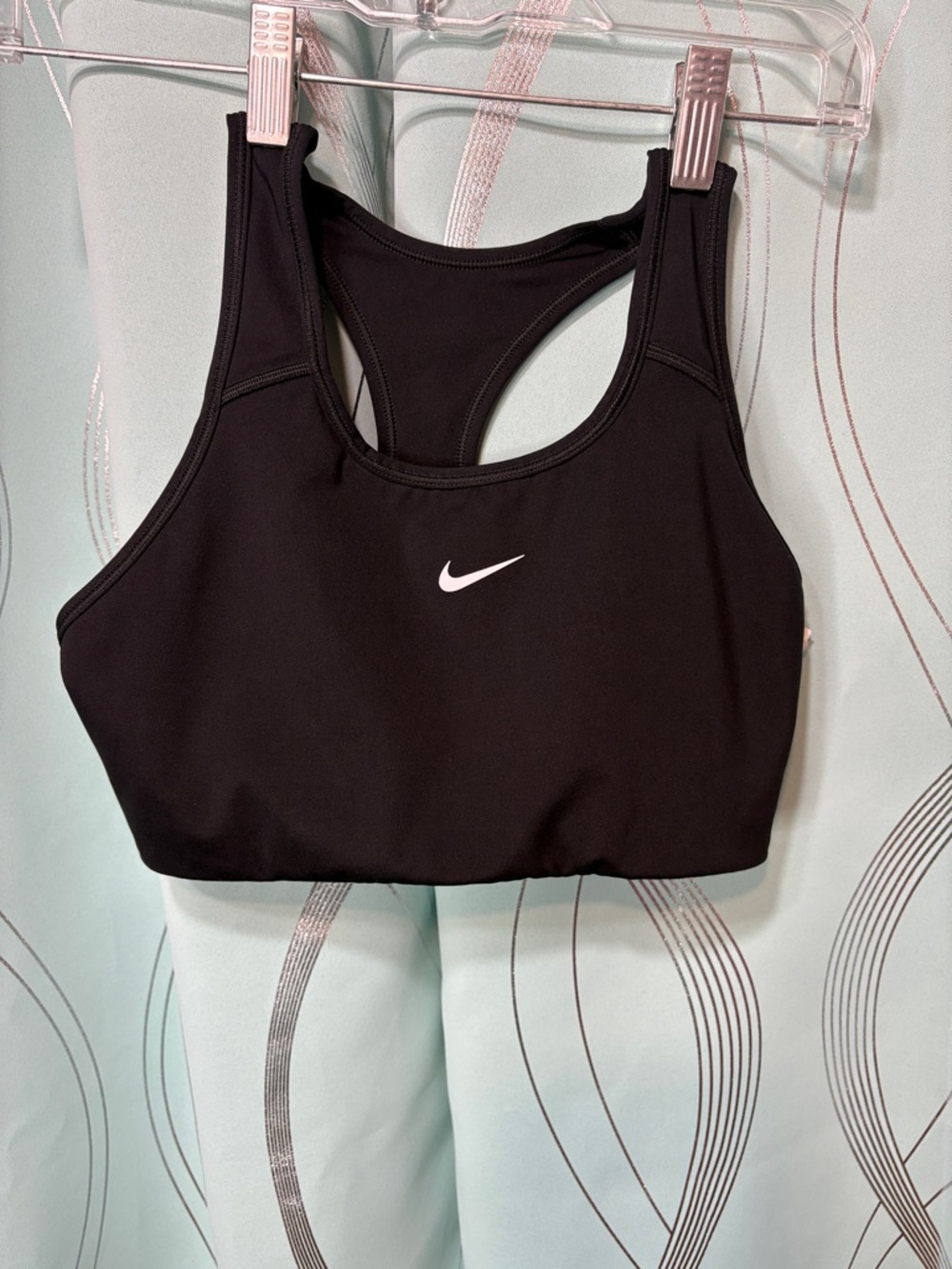 Nike Black Racerback Sports Bra with White Swoosh Logo